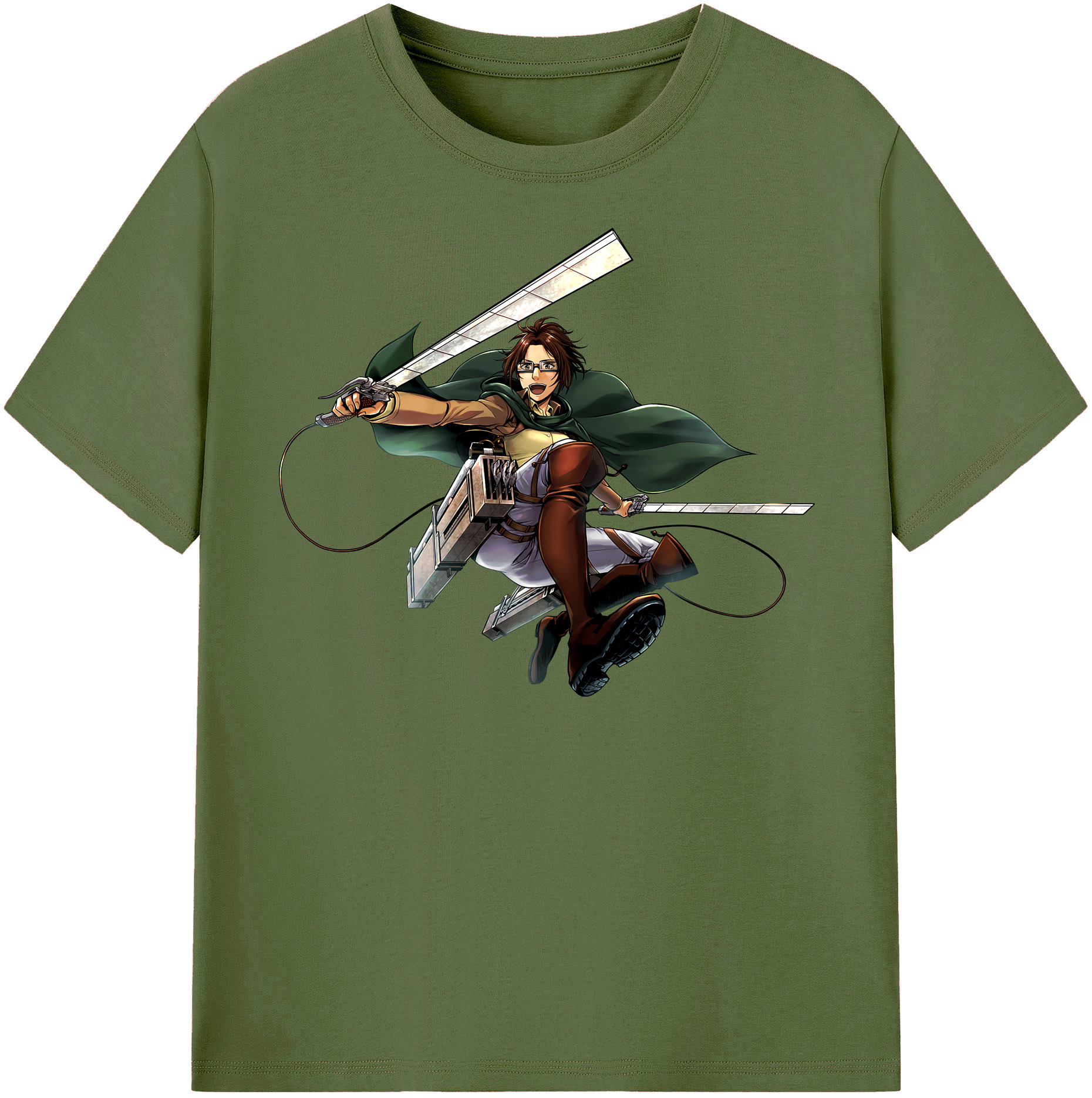 （画像用） 進撃の巨人 ハンジ·ゾエ Attack on Titan Hanji Zoe 綿100％半袖Tシャツ（フロントプリント）